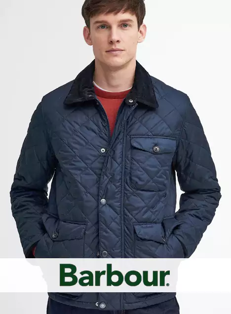 Barbour marque de vêtements pour hommes, vestes, blousons, t-shirts... - Transfert man, Rennes, Nantes et Vannes.