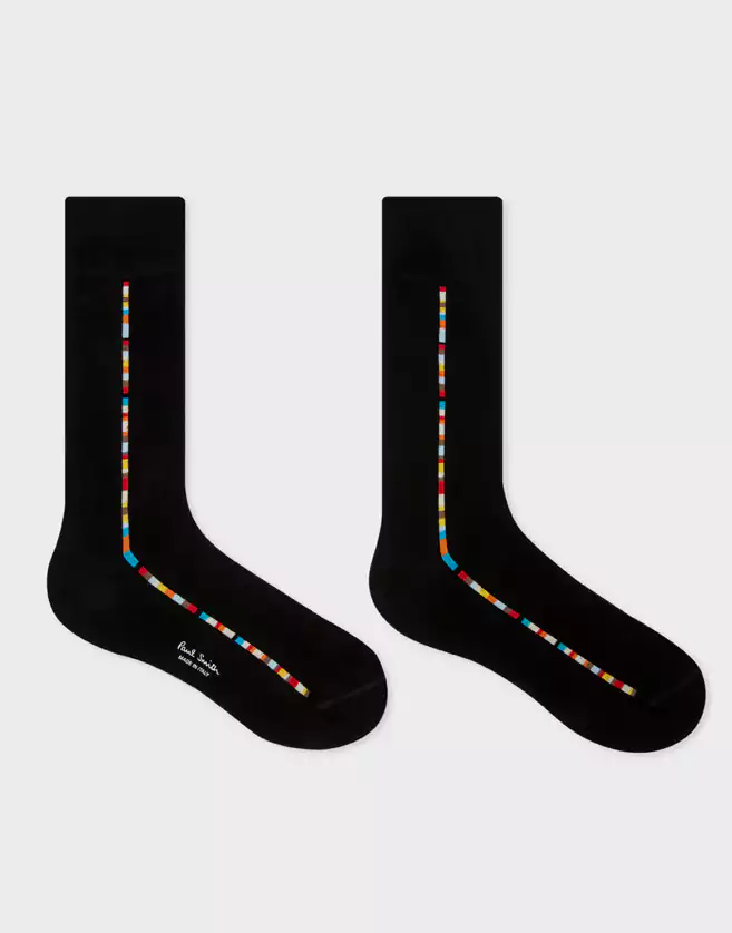 Chaussettes Paul Smith noire "Signature Stripe"