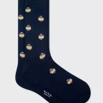 Chaussettes Paul Smith avec motif à pois. Fabriquées en Italie à partir d'un mélange de coton mercerisé de haute qualité pour une résistance accrue et une profondeur de couleur supplémentaire.