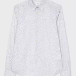 Chemise Paul Smith fabriquée en coton. Cette chemise blanche à manches longues présente un imprimé bleu « Ditsy Floral ».