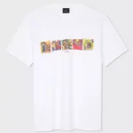 T-shirt confectionné avec du coton biologique pour une finition douce. Ce t-shirt Paul Smith blanc à col rond présente une gamme variée d'imprimés zèbres sur la poitrine.