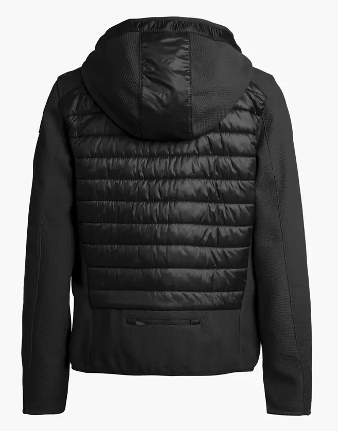 Veste Parajumpers à capuche combinant du polyester élastique en nid d’abeille avec du taffetas de nylon légèrement brillant.