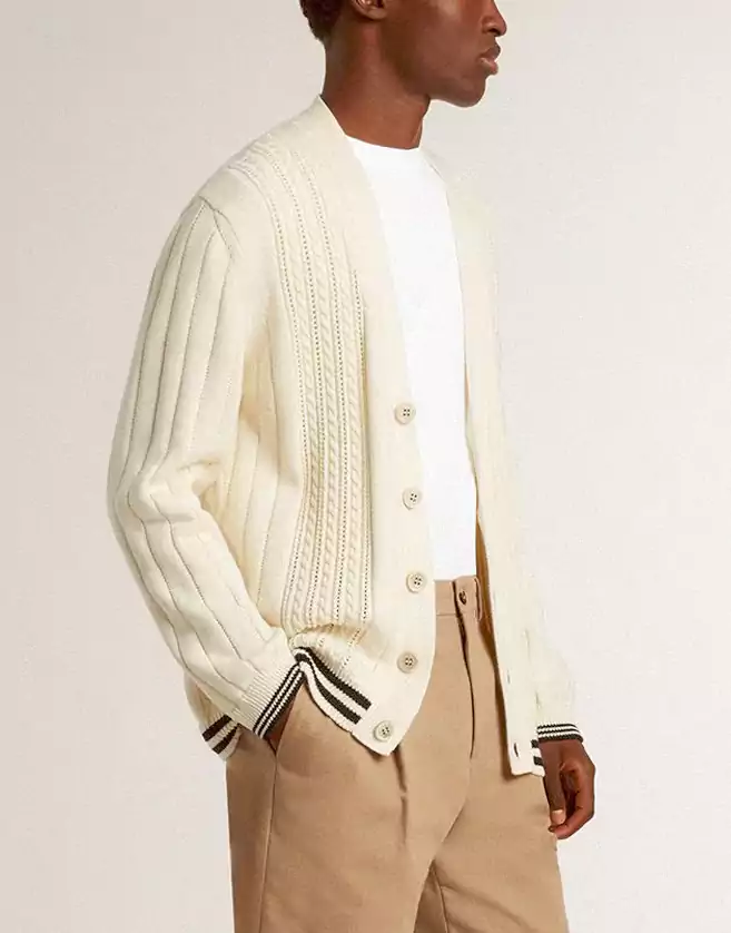 Cardigan Golden Goose en coton blanc vieilli