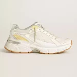 Sneakers Golden Goose en cuir et mesh blancs, étoile blanche vieillie